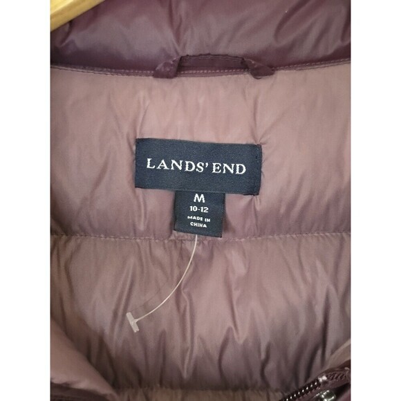 Lands End Puffer Jacket Womens Size Medium Feather Fill Purple Magenta - Picture 6 of 10